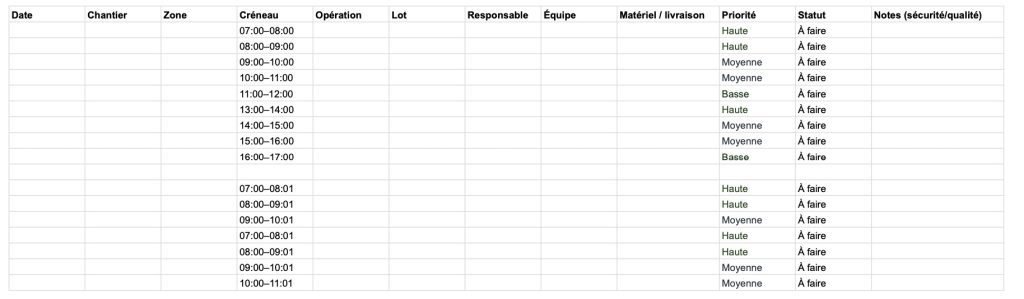 planning travaux archipad