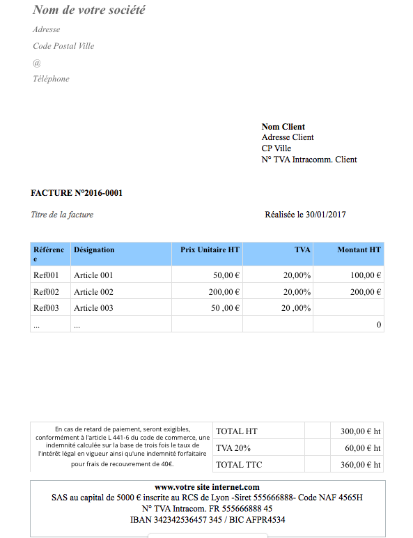 Modèle Facture Micro-Entrepreneur GRATUIT (Word, Excel, Google Doc)