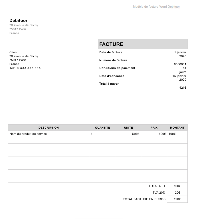 Les 7 Meilleurs Modeles De Facture Gratuits - Excel Et Word