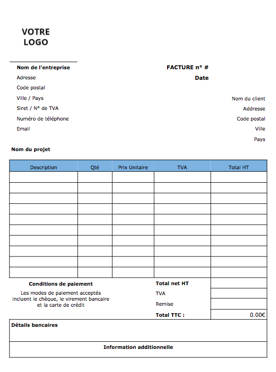 Modele Facture Autoentrepreneur