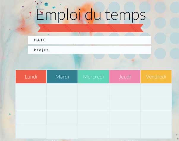 emploi du temps en ligne visme