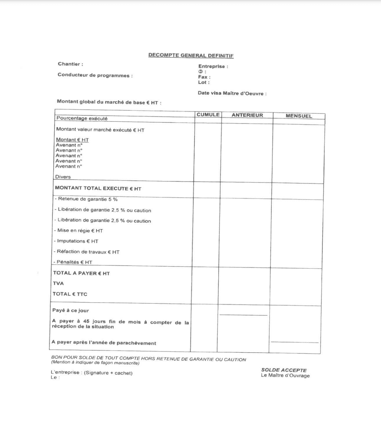 Le décompte général définitif : tout savoir sur le DGD travaux