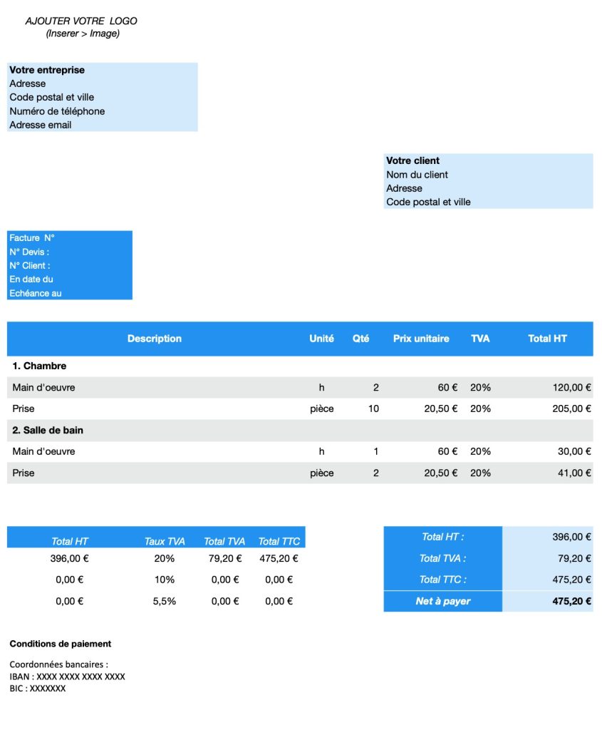 modèle facture excel Obat