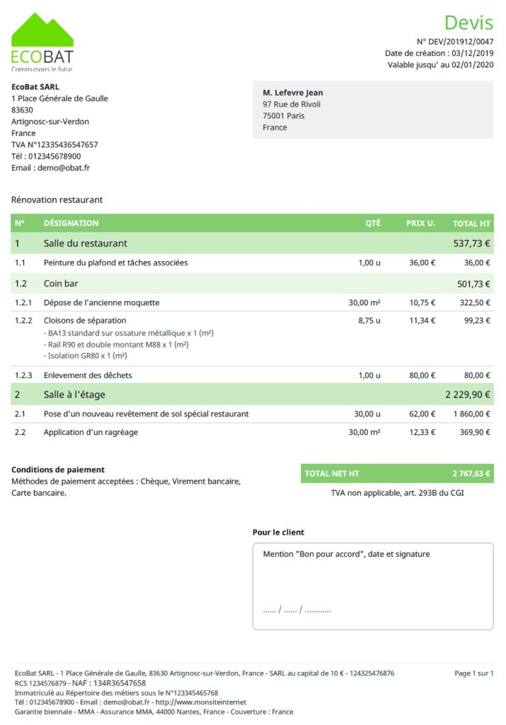 devis en ligne Obat