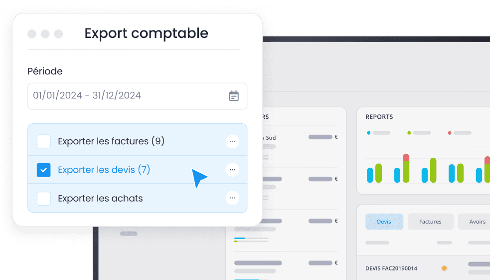 gestion des achats - Export comptable